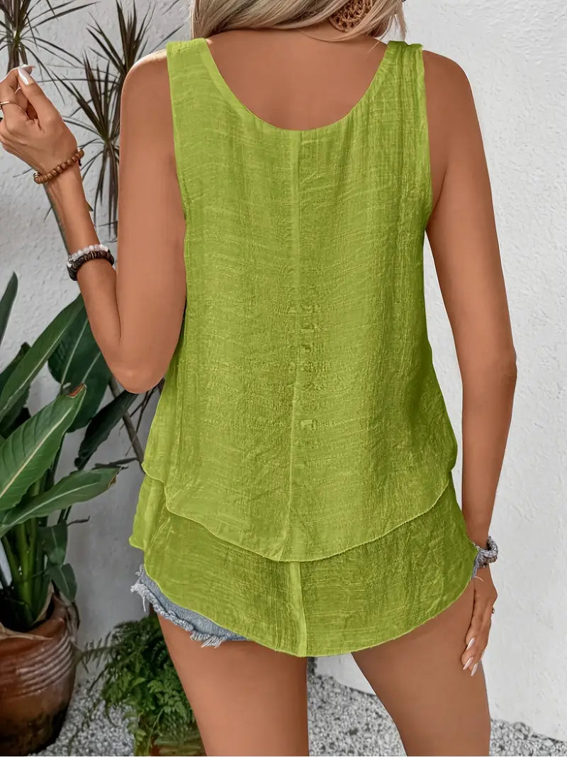 Cressida - Viscose Blend Tank Top with Ruffle