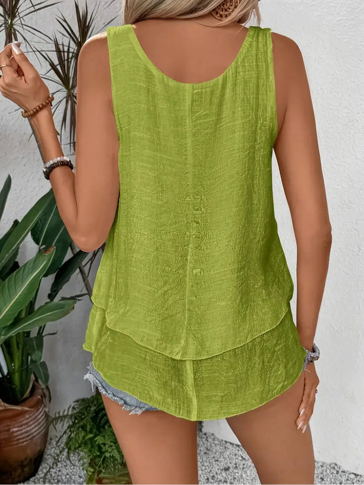 Cressida - Viscose Blend Tank Top with Ruffle