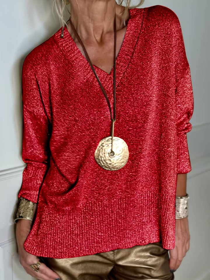 Migle - Long Sleeve V-Neck Sweater