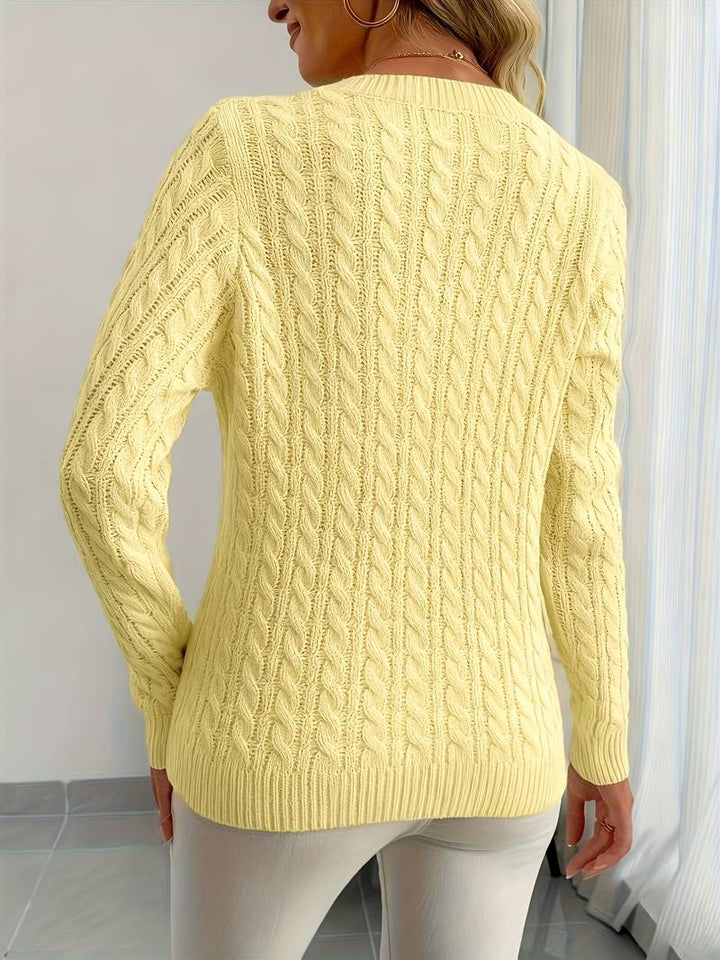 Zivah - Stylish Ribbed Sweater With V-Neck