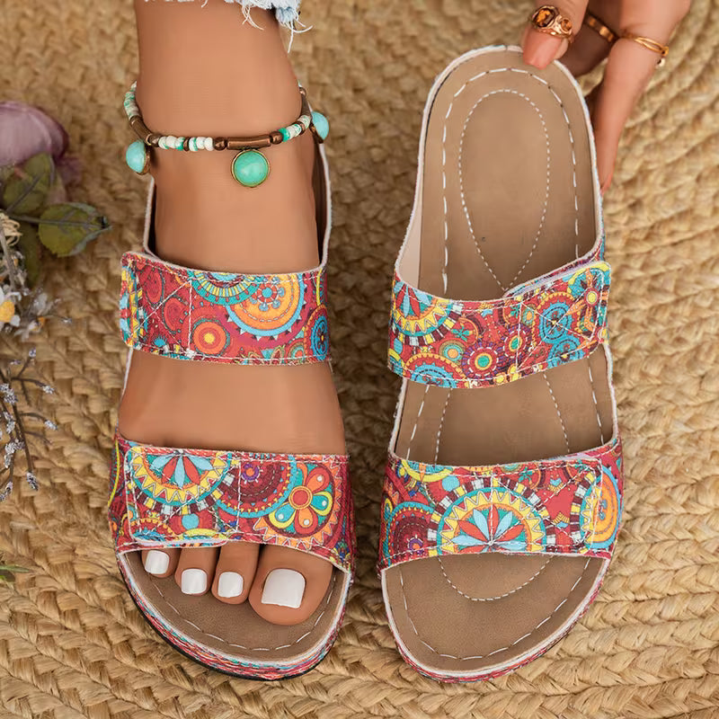 Dhifef - Summer Thick Heeled Printed Sandal