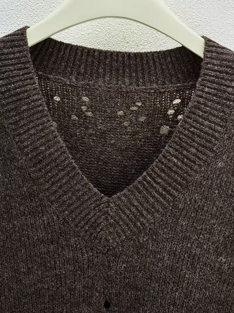 Bimashi - Long Sleeve Loose Sweater With V-Neck
