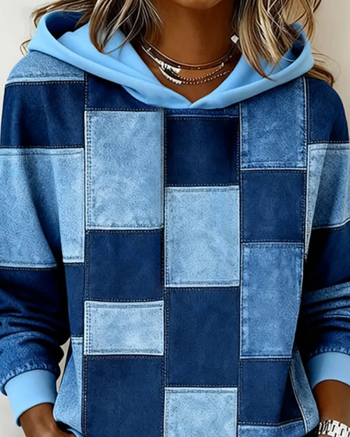 Yaralyn - Stylish Plaid Long-Sleeved Hoodie