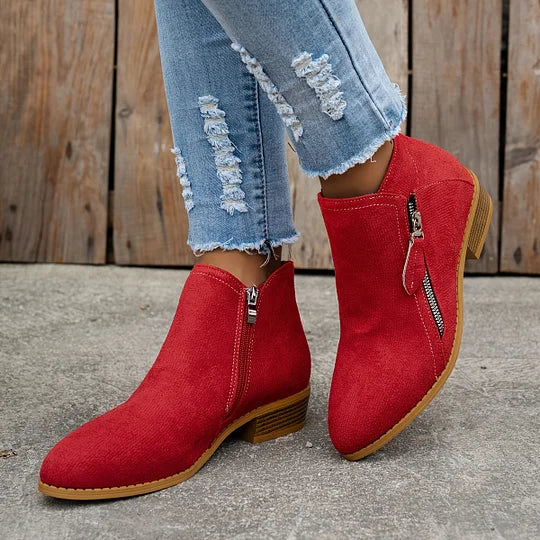 Farah - Orthopedic Leather Ankle Boots With Zipper