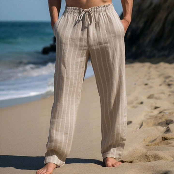 Boyan - Breathable Elastic Waist Stripe Trousers