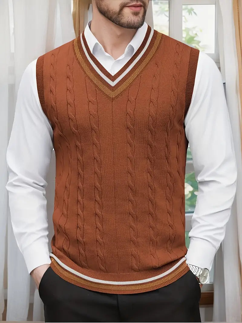 Duane - Sleeveless V Neck Knitted Sweater
