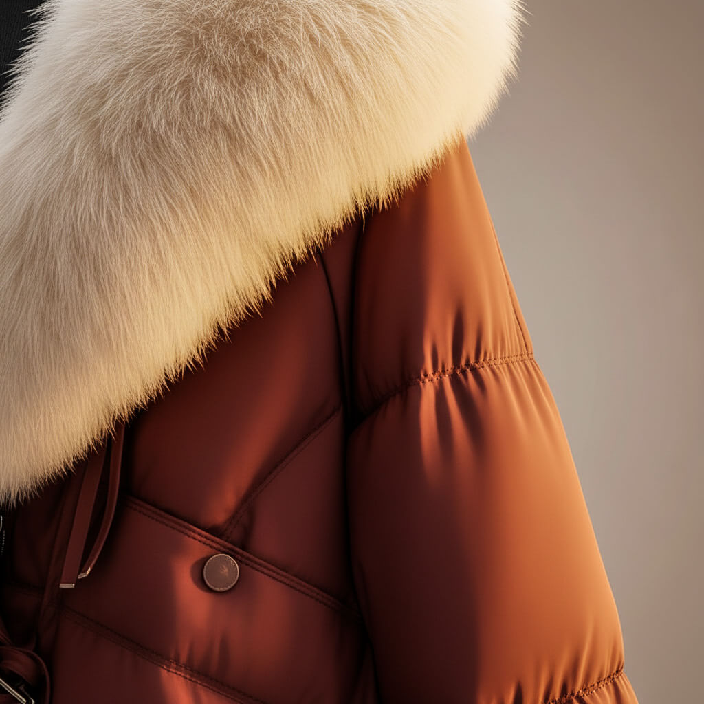 Enina - Stylish Cotton Coat With Fur Collar