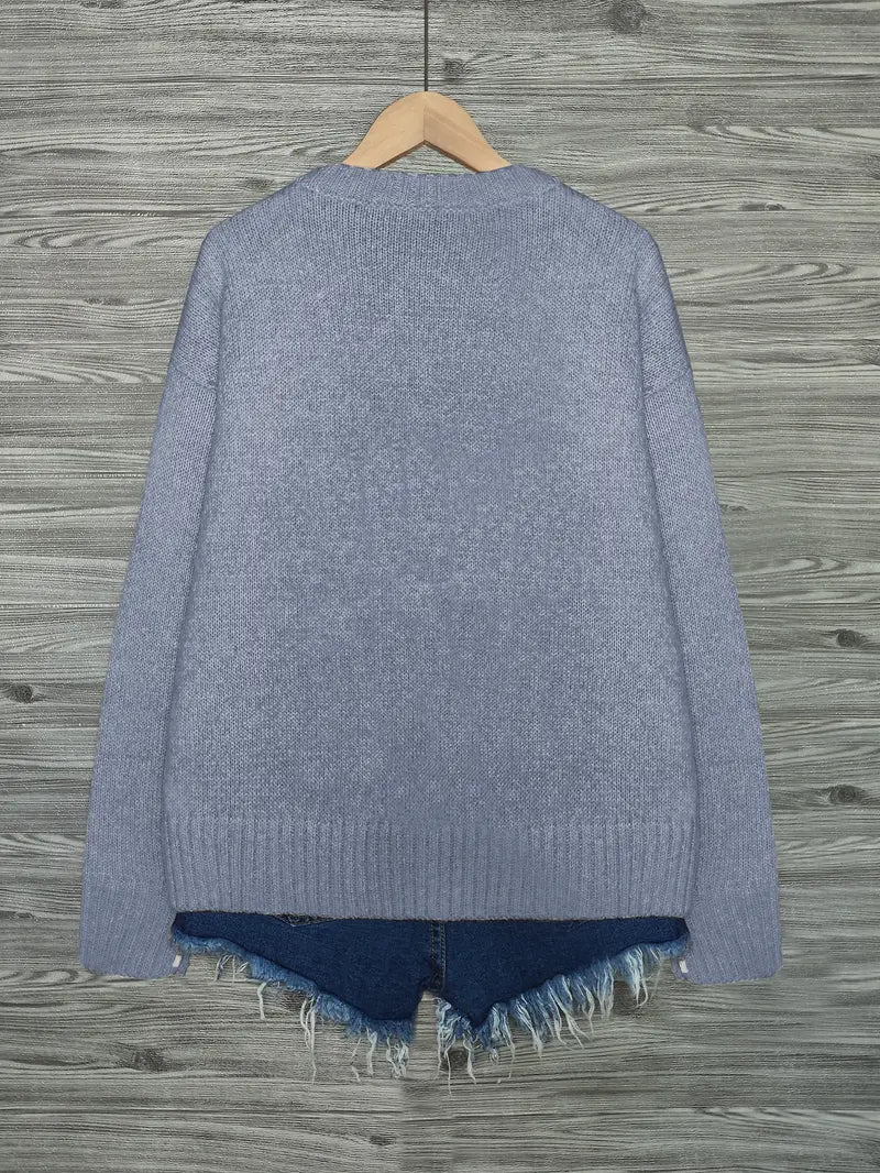 Urvana - Cat Print Long Sleeve Sweater