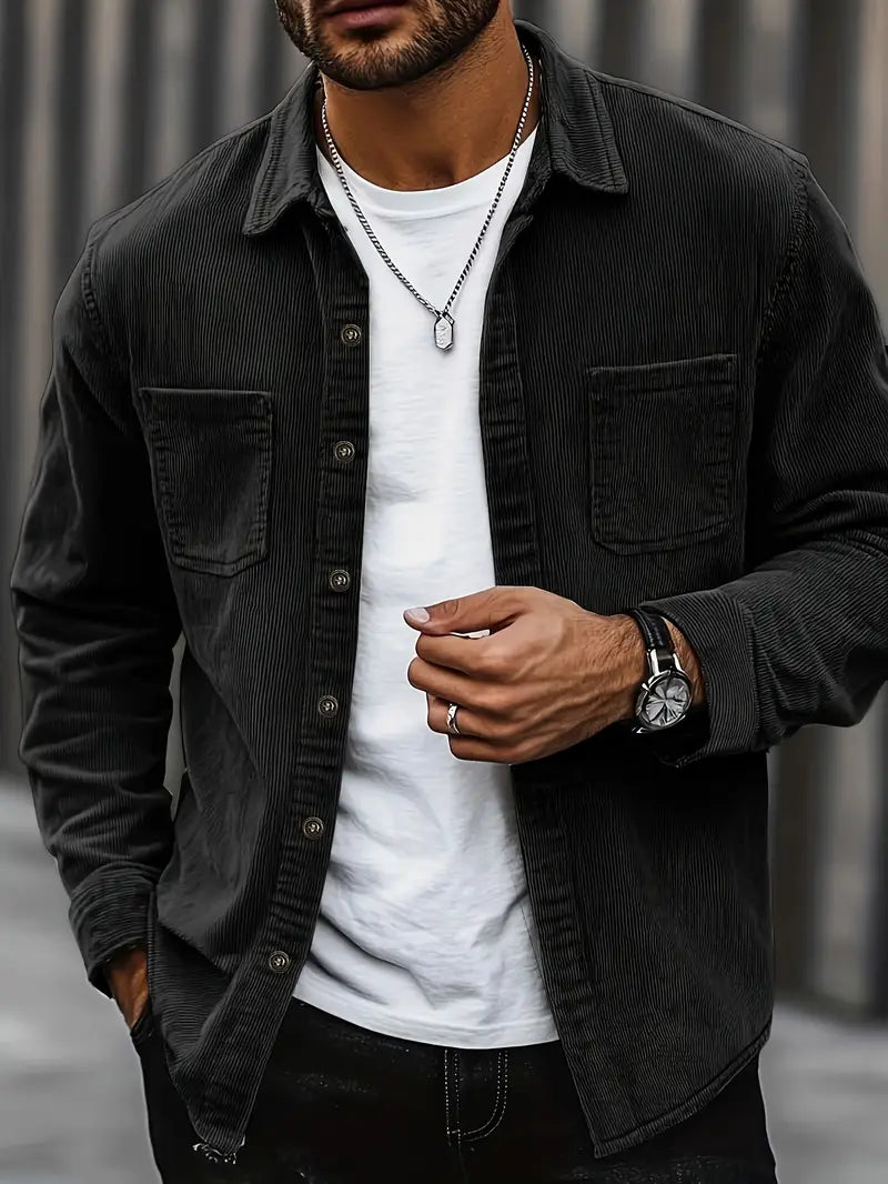 Rickey - Casual Corduroy Button-Up Shirt