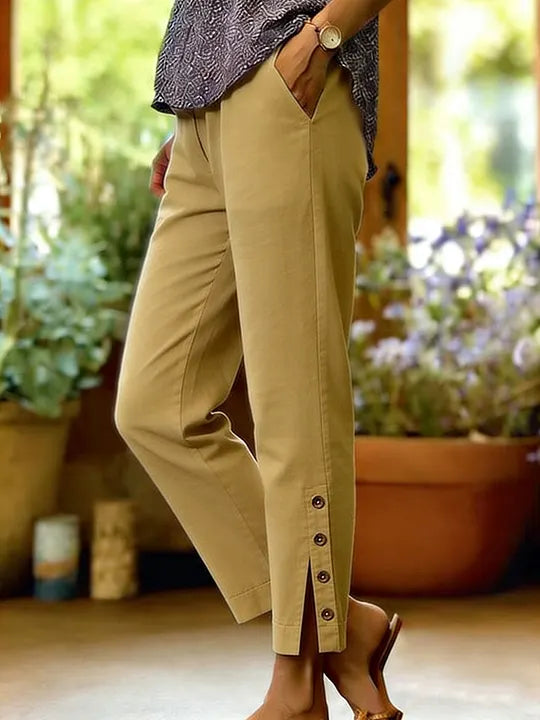Kileza - Casual Loose Fit Trousers With Buttons