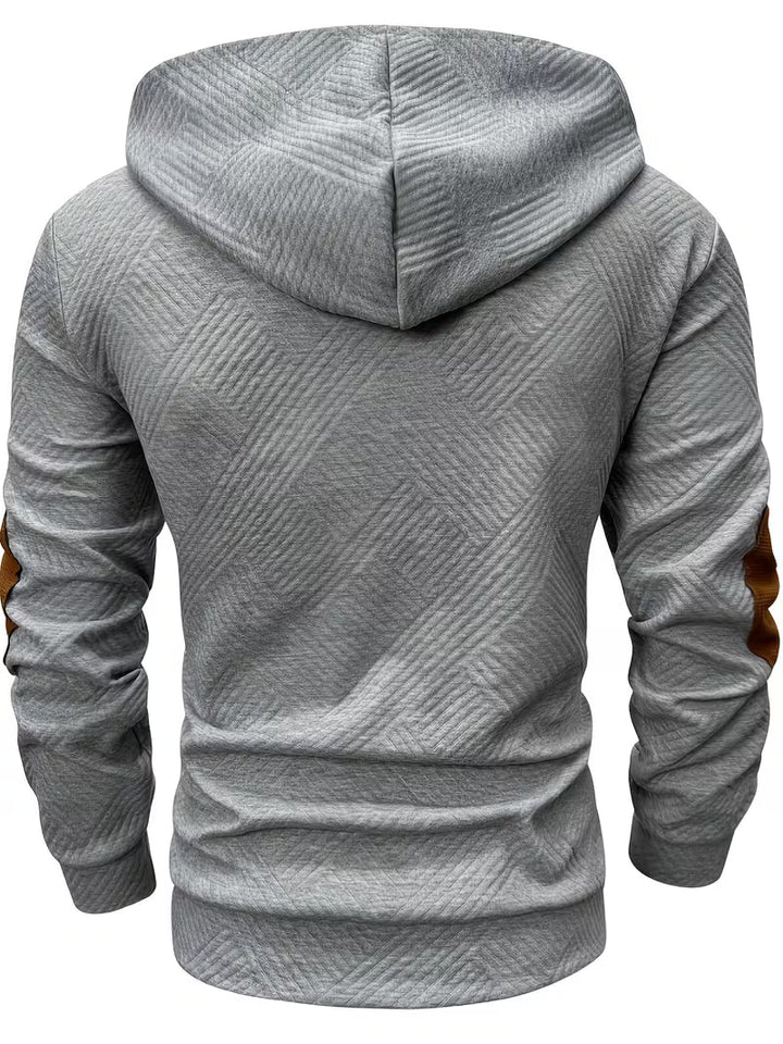 Bertax - Textured Hooded Sweatshirt with Contrast Elbow Patches