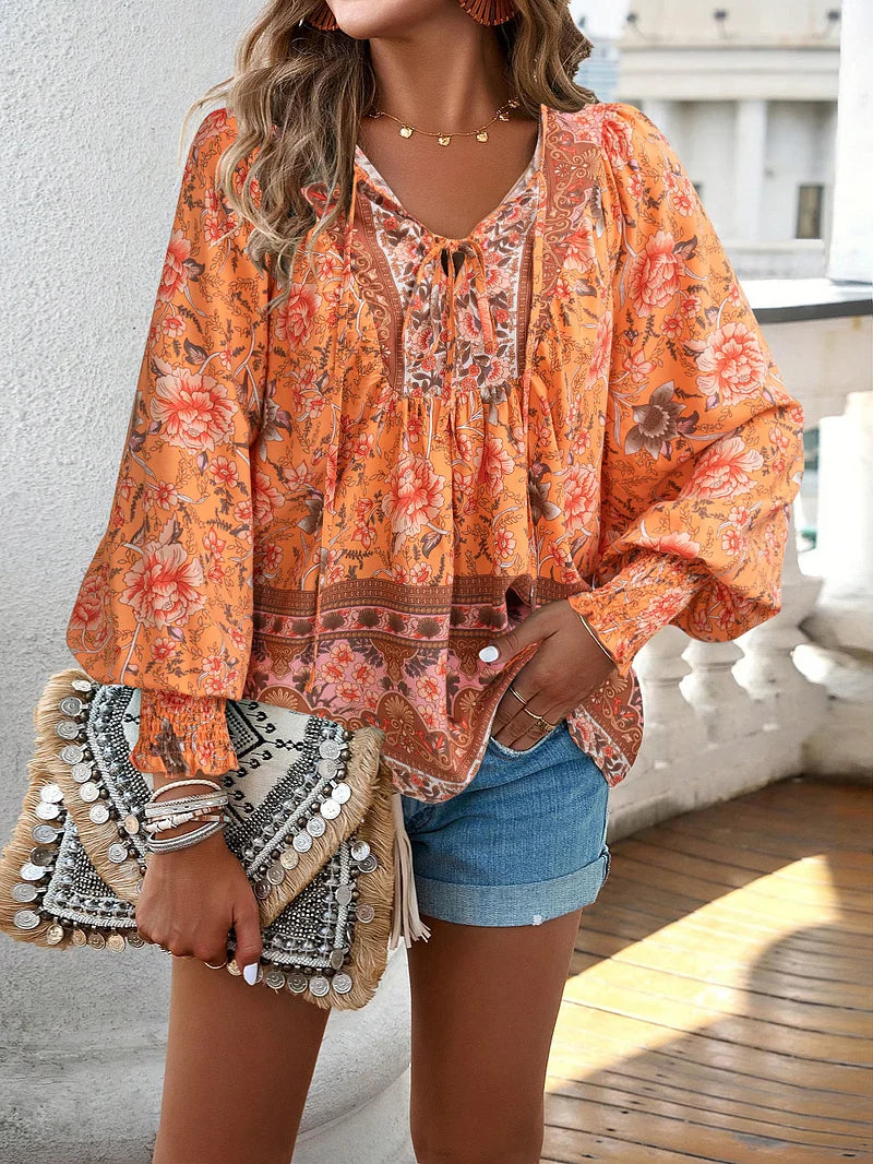 Sallie - Holiday Top with Print