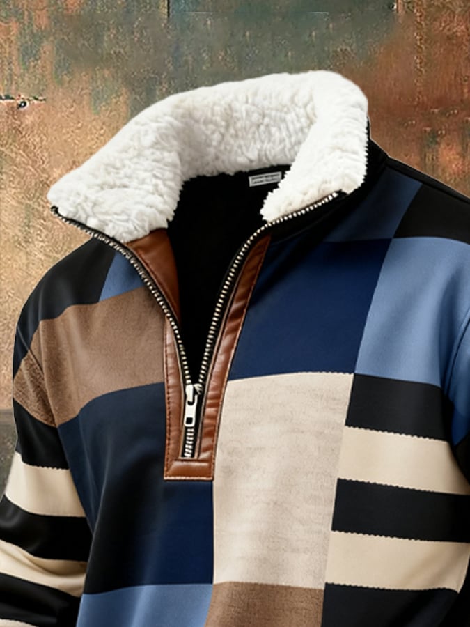 Stoinis - Casual Long Sleeve Color Block Print Sweatshirt