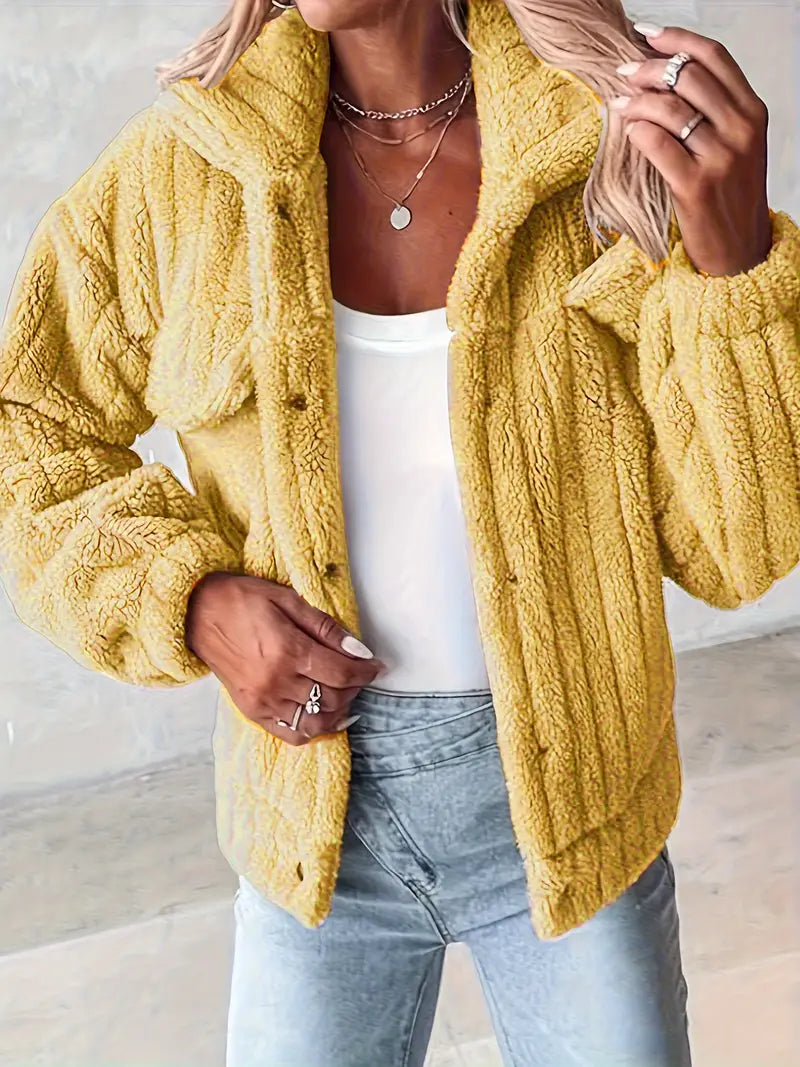 Narin - Casual Teddy Jacket With Faux Pocket