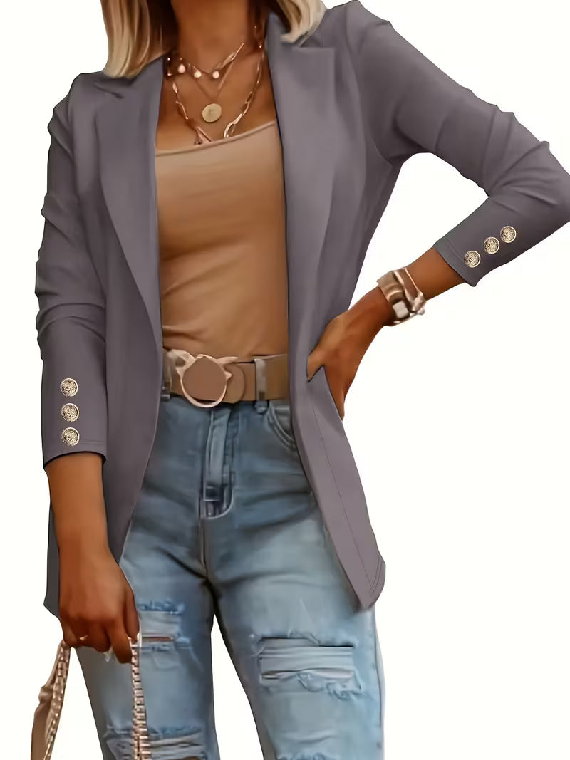 Tatjanita - Long sleeve Decorative Button Blazer