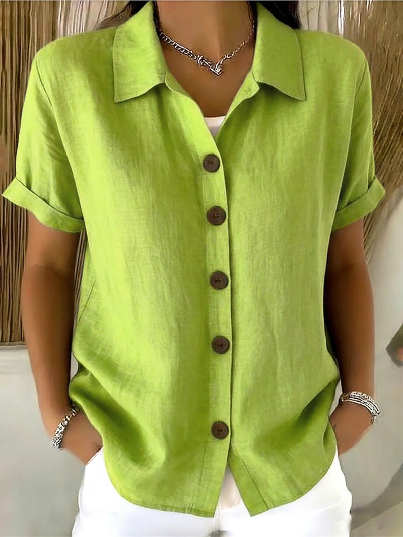 Sachini - Short Sleeve Blouse With Button