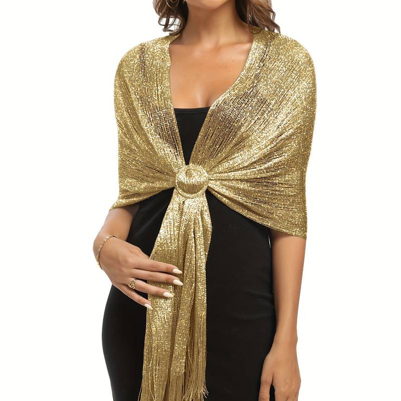 Shoshana - Elegant Decorative Shawl Lace Tassel With Metallic Scarves