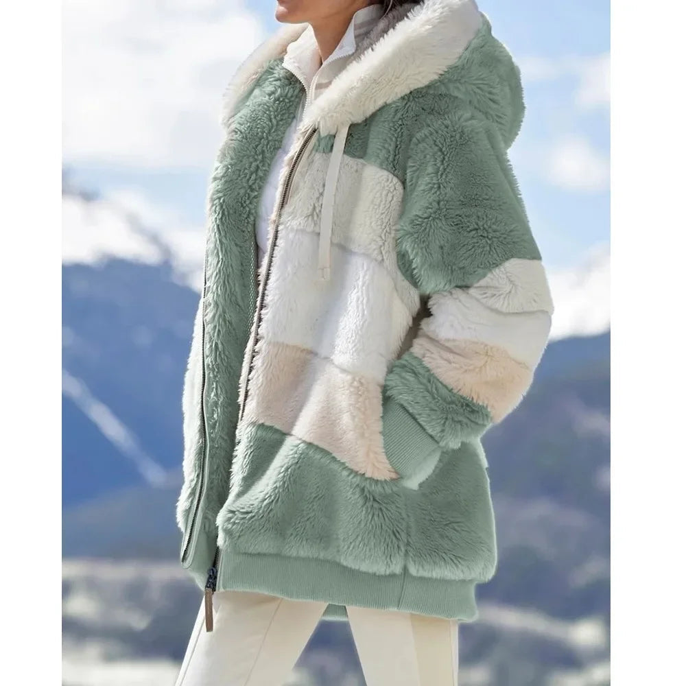 Franzi - Loose Long Sleeve Hooded Zipper Jacket