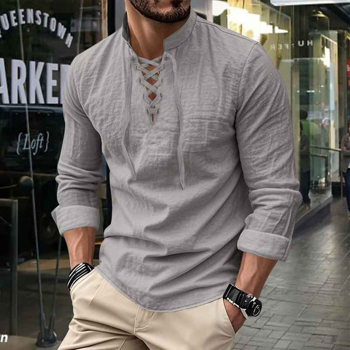 Darshana - Linen Mandarin Polo Shirt