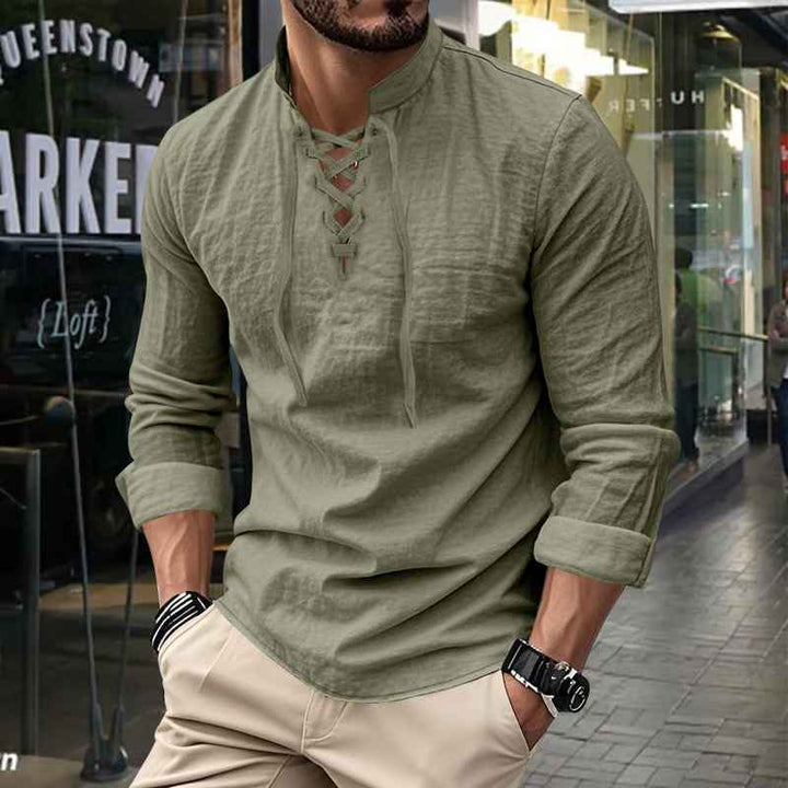 Darshana - Linen Mandarin Polo Shirt