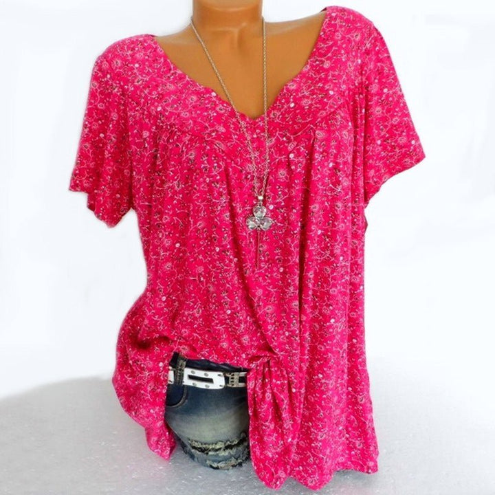 Sarita - Floral Print Short Sleeve Blouse