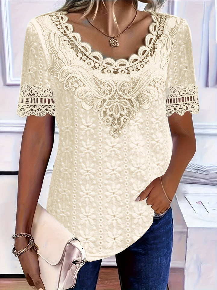 Rickea - Elegant Short Sleeve Blouse