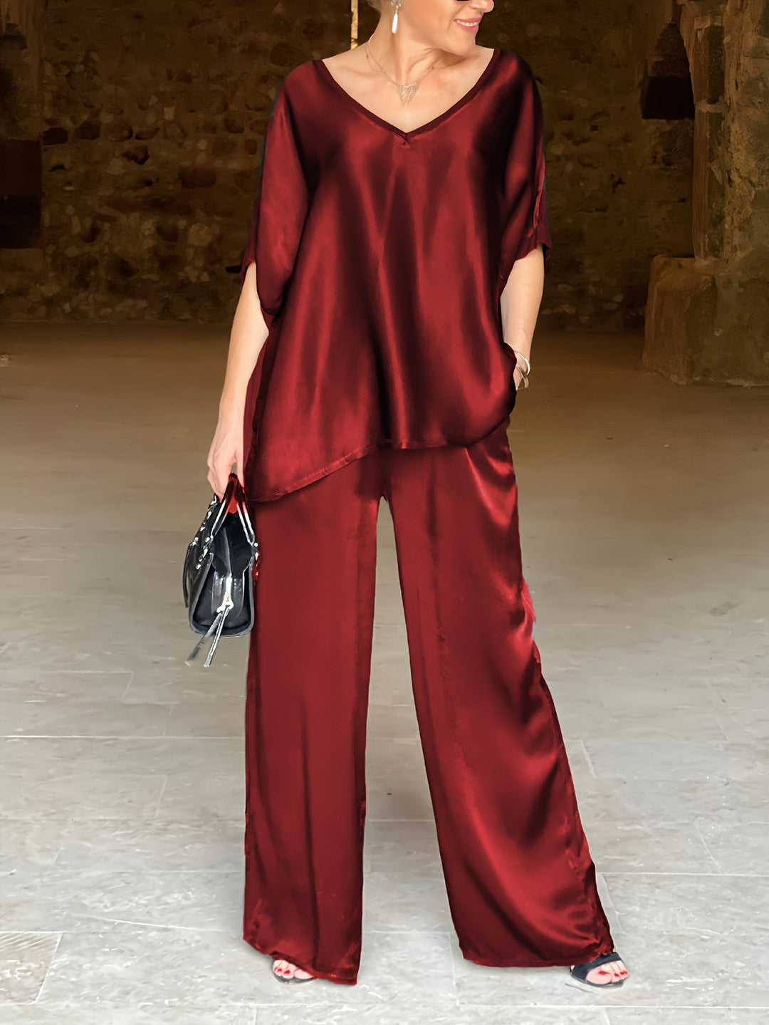 Ashlee - Elegant Short Sleeve Two Piece Set