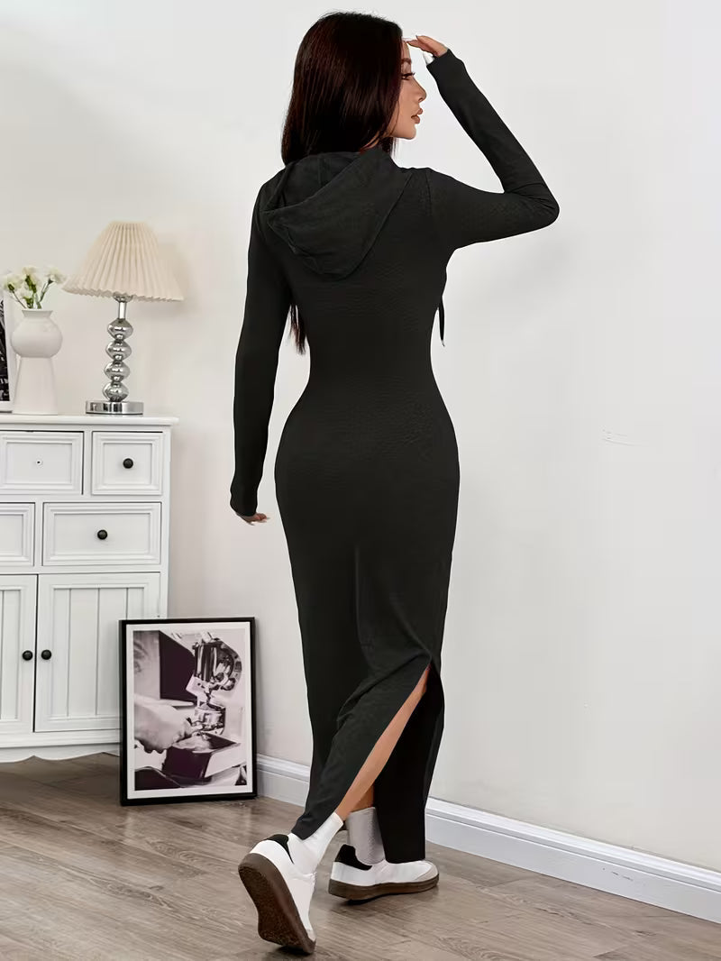 Valeia - Long Sleeve Maxi Dress With Hood