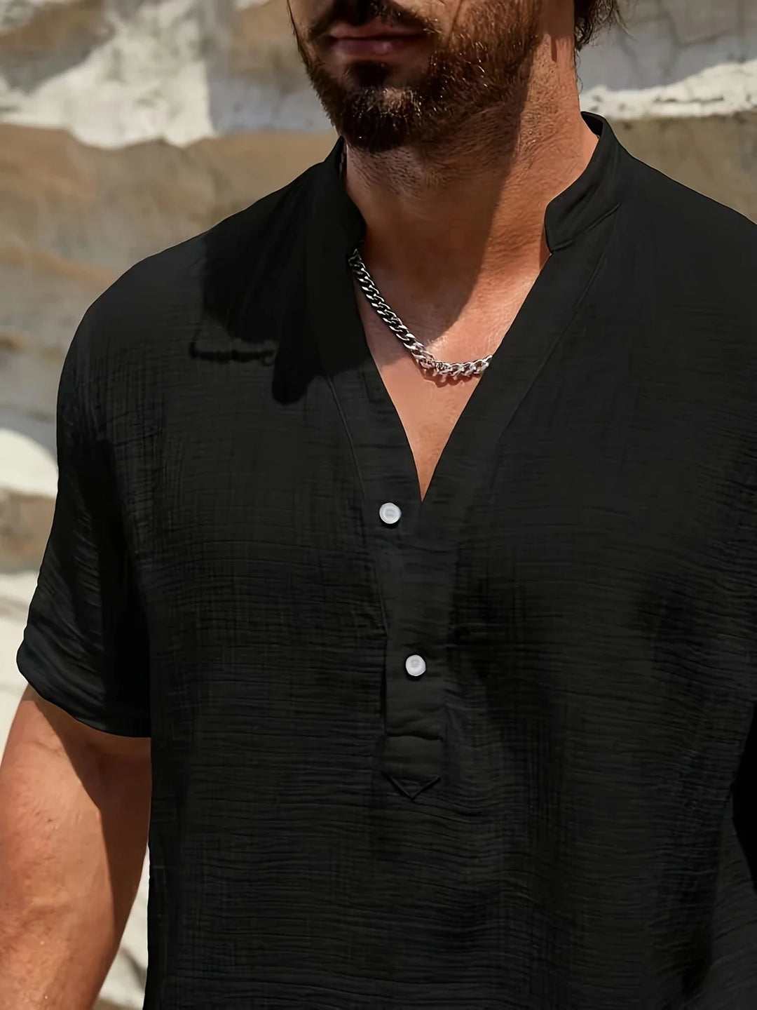 Sancho - Elegant Summer Shirt With Stand Collar