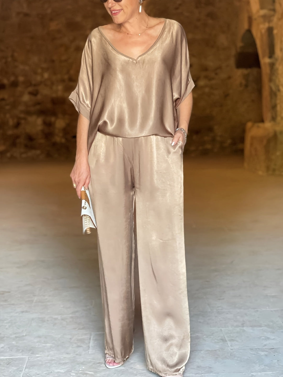 Ashlee - Elegant Short Sleeve Two Piece Set
