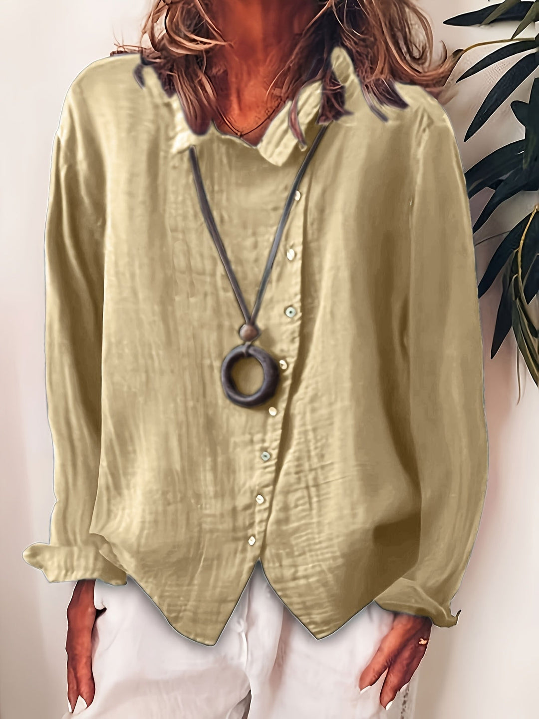 Ristia - Casual Long Sleeve Button-Up Blouse