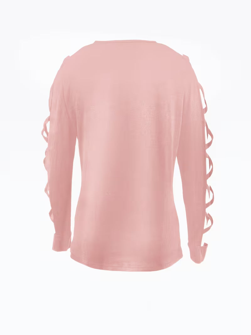 Yoonju - Cutout Long Sleeve Shirt With Crisscross Sleeves