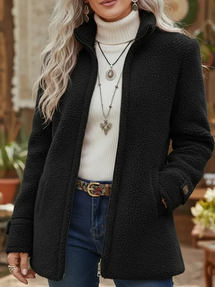 Mamie - Soft Mid Length Jacket with Zipper