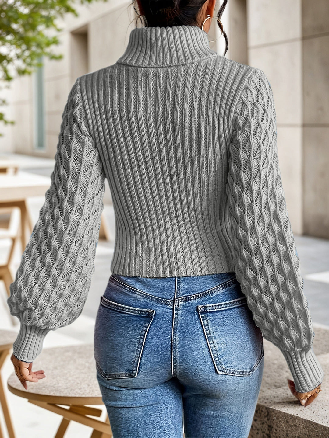 Viktonuva - Casual Cutout Turtleneck Knitted Sweater