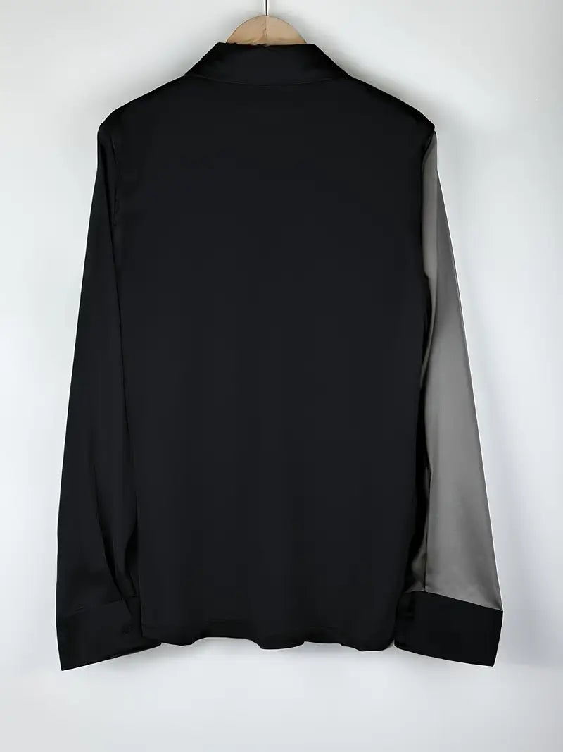 Zillah - Elegant Commuter Contrast Satin Shirt