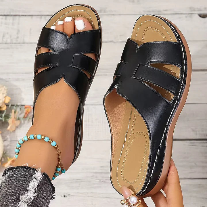 Erlinde - Leather Orthopedic Open Toe Slippers