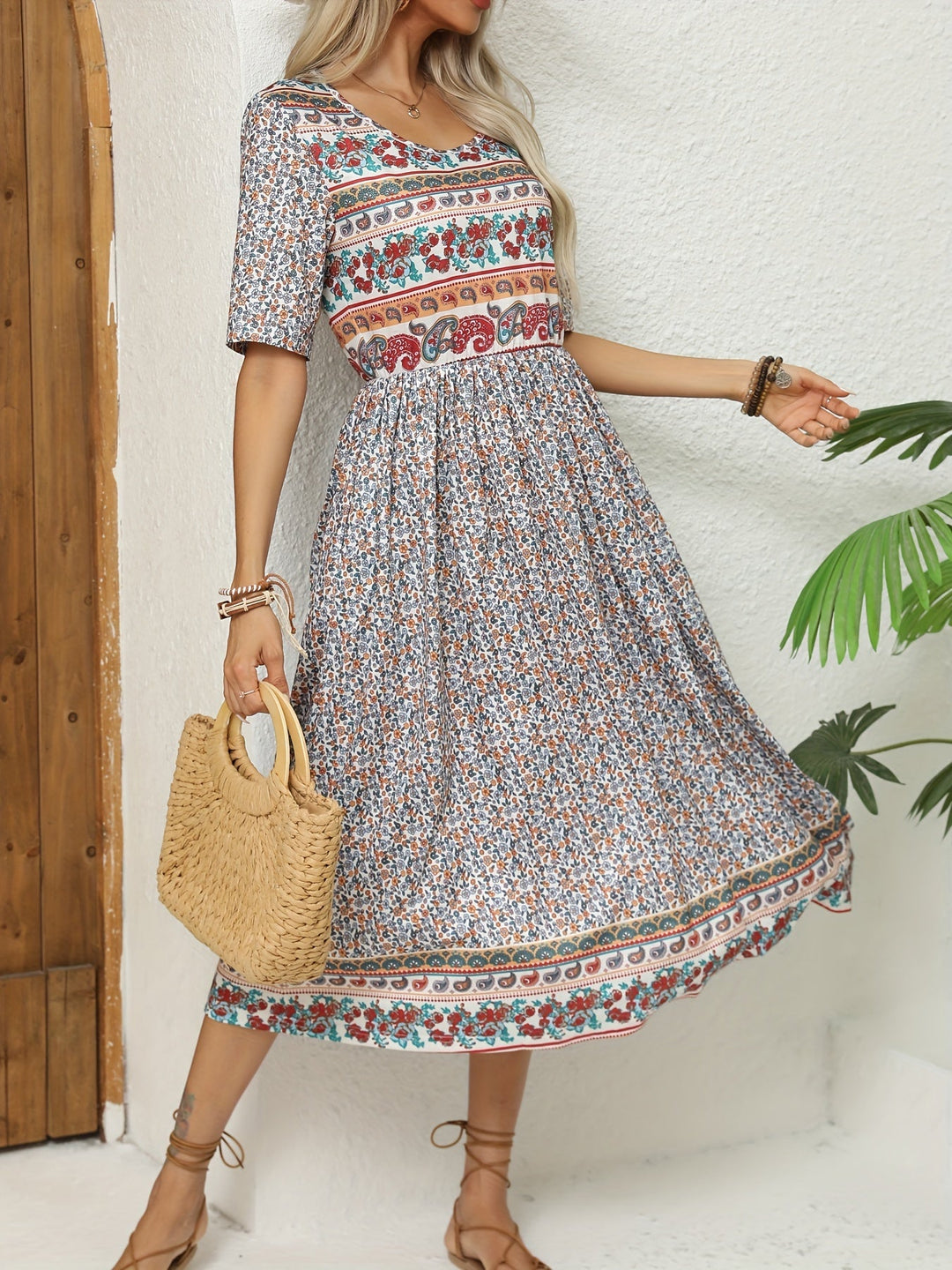Jeeni - Short Sleeve Floral Printted Dress