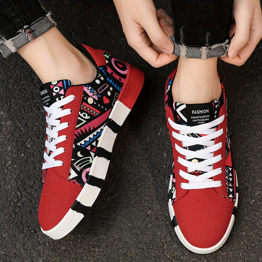 Nalson - Geometric Printed Lace-Up Sneakers