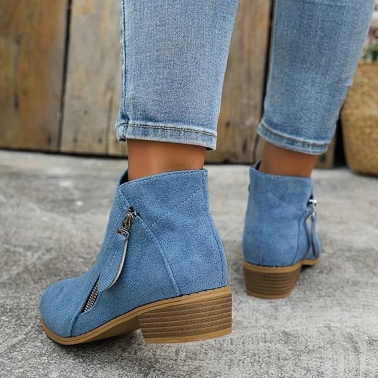 Farah - Orthopedic Leather Ankle Boots With Zipper
