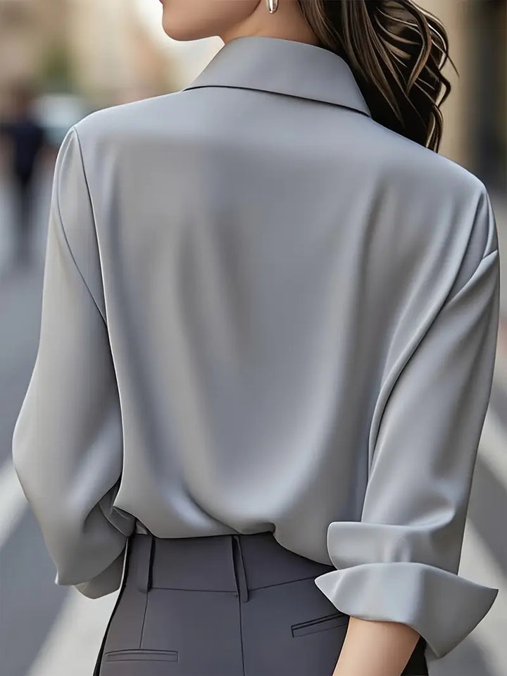 Amiliana - Elegant Long Sleeve Button Down Shirt