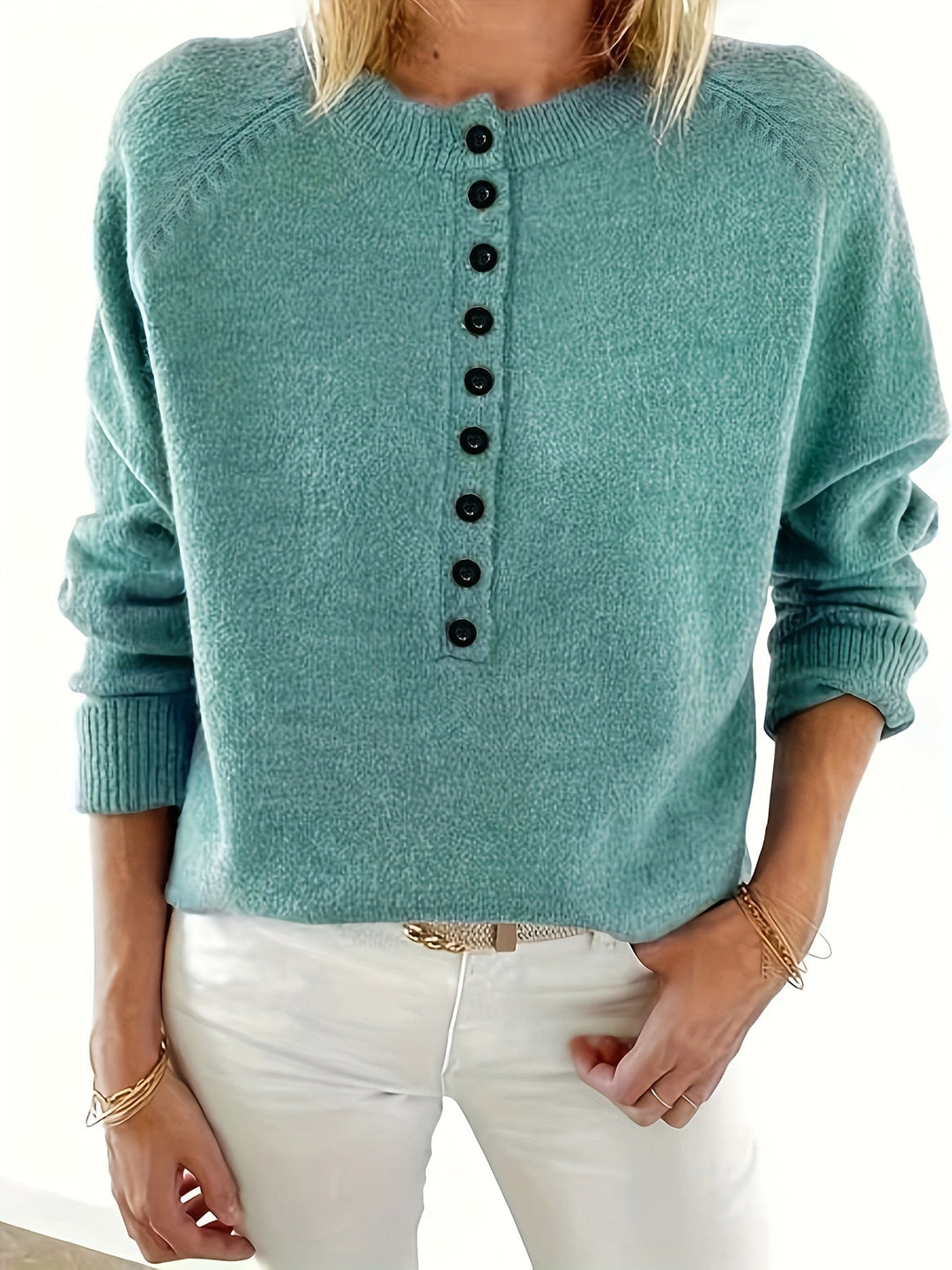Yelena - Long Sleeve Button-Up Sweater