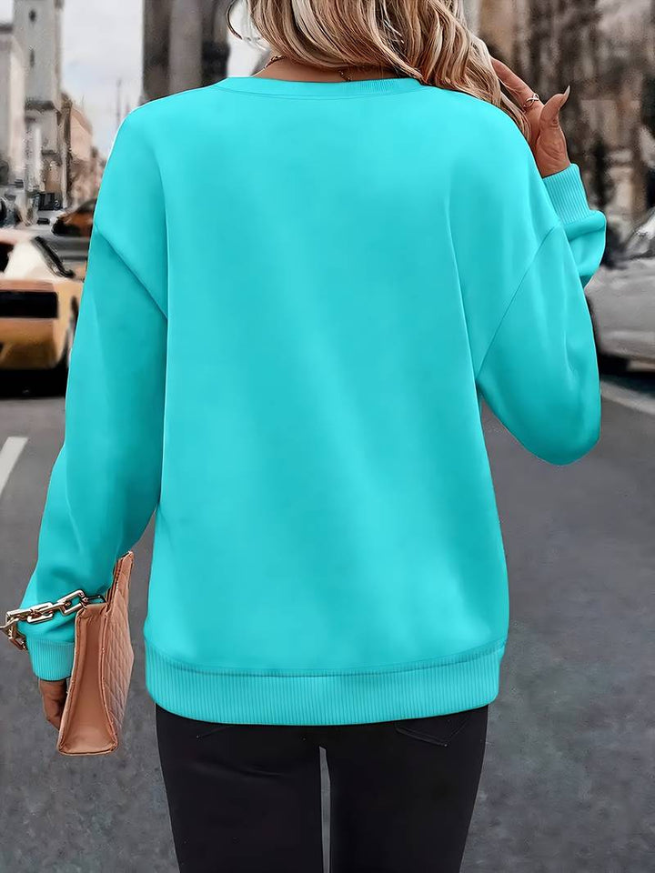 Ahuva - Stylish Long-Sleeve Fleece Sweatshirt With Heart Design