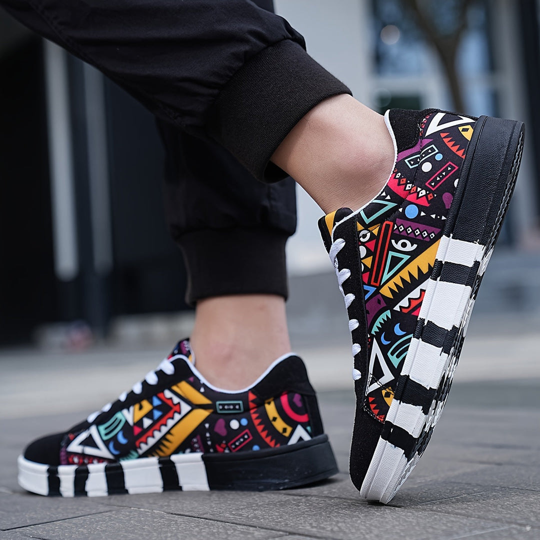 Nalson - Geometric Printed Lace-Up Sneakers