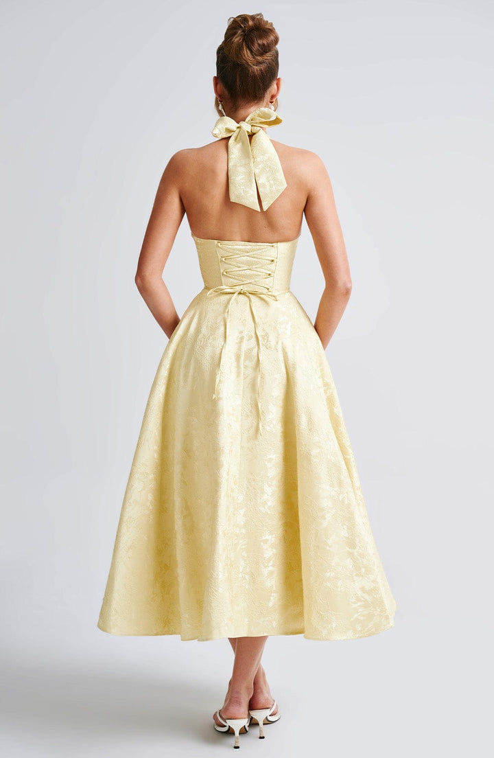 Myra - Fashionable Halter Neckline Midi Dress