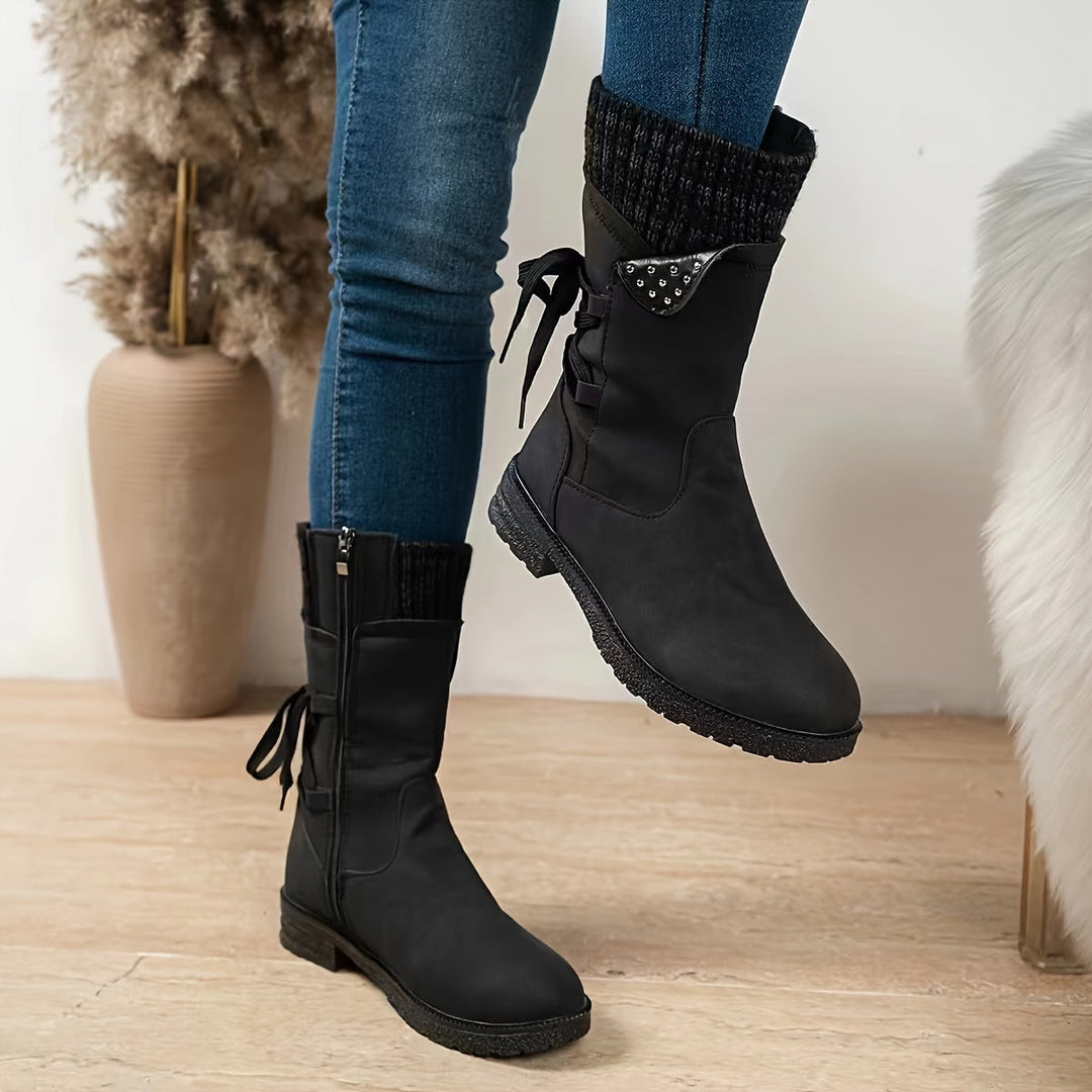 Kaelette - Lace-Up Ankle Boots With Knitted Cuffs