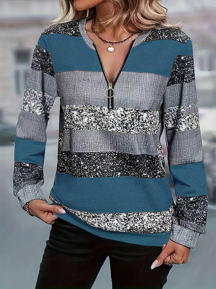 Avital - Casual Striped Sweater With Zipper