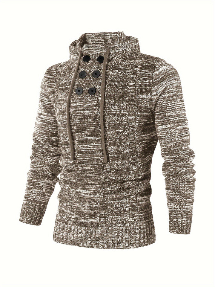 Damiaan - Casual Long Sleeve Knitted Hoodie
