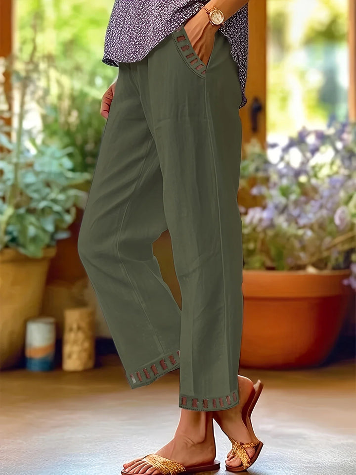 Tracey - Contrast Trim Cropped Pants