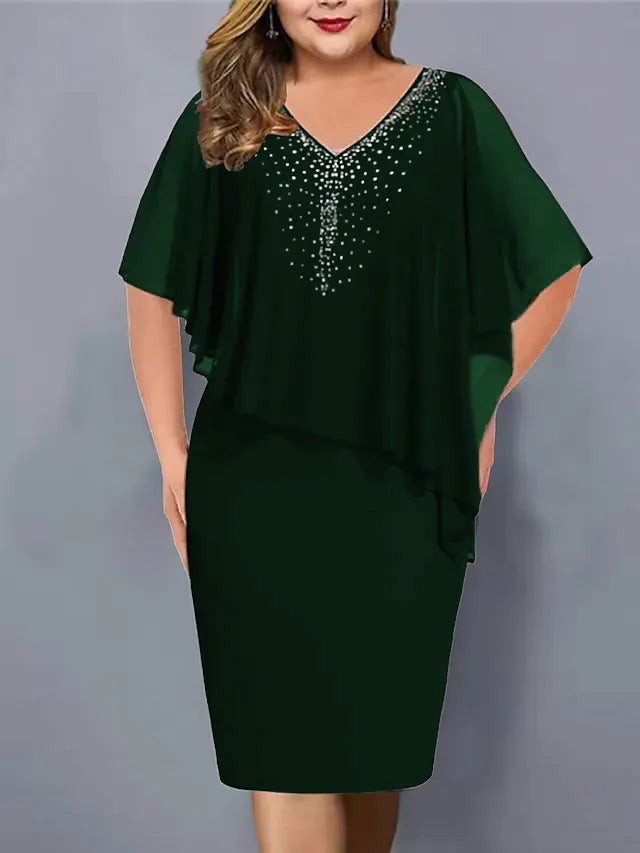 Kalista - Rhinestone-Embellished Chiffon V-Neck Dress