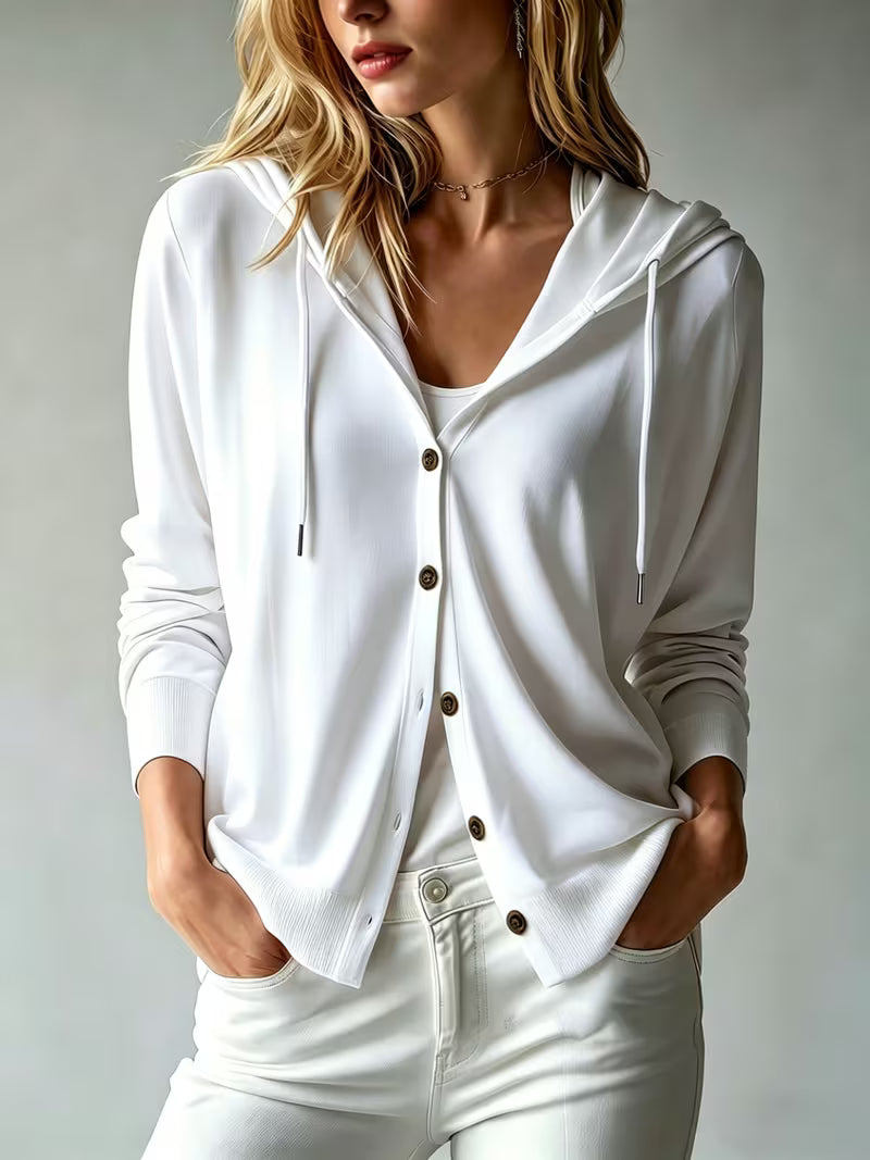 Avila - Long Sleeved Button Hooded Cardigan